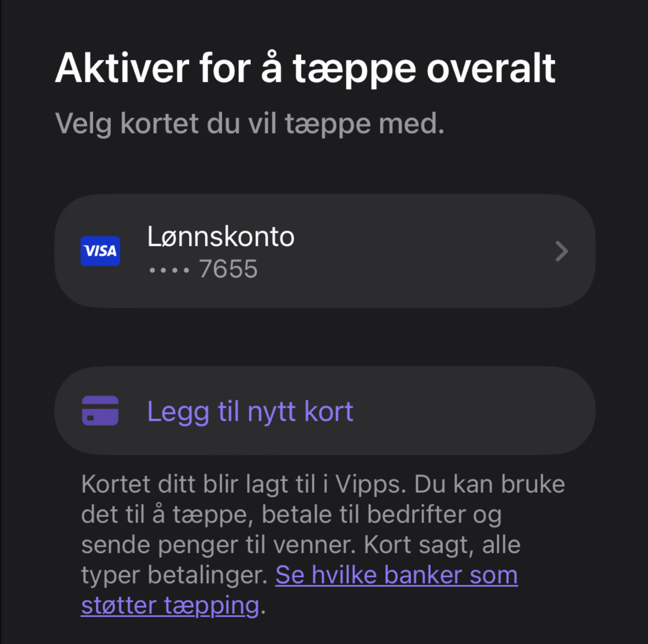 Bilde av aktivering Vipss tæpping