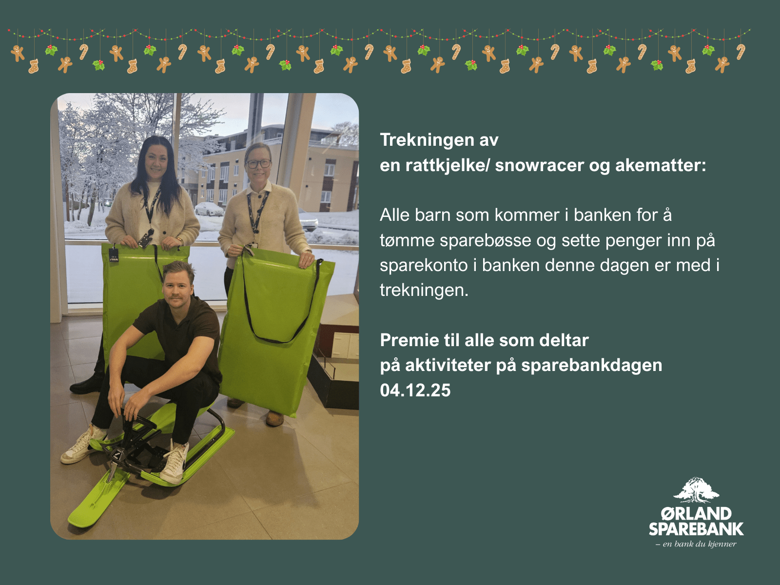 Bilde av bankansatte med akematter og snowracer