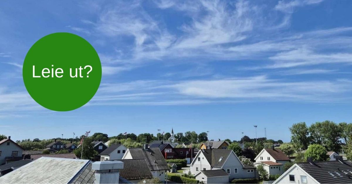 Bilde av boligfelt på Brekstad med tekst "Leie ut?"